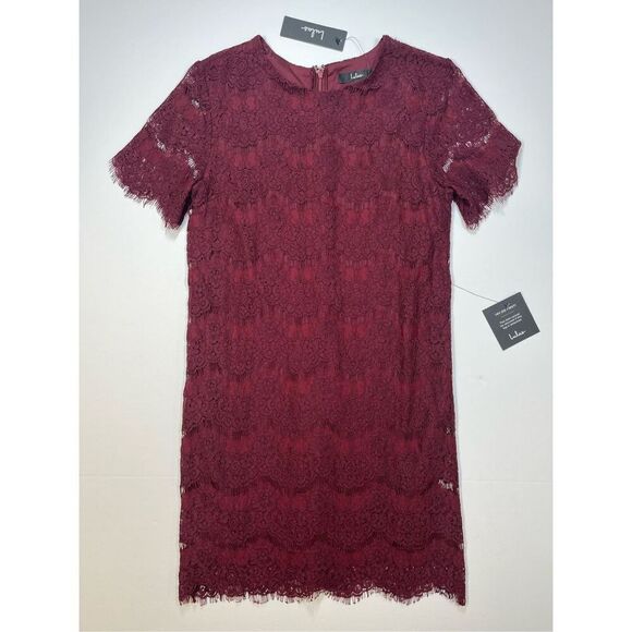 Lulus Take Me to Brunch Burgundy Lace Shift Dress Size Extra Small XS New W Tags - Picture 1 of 11